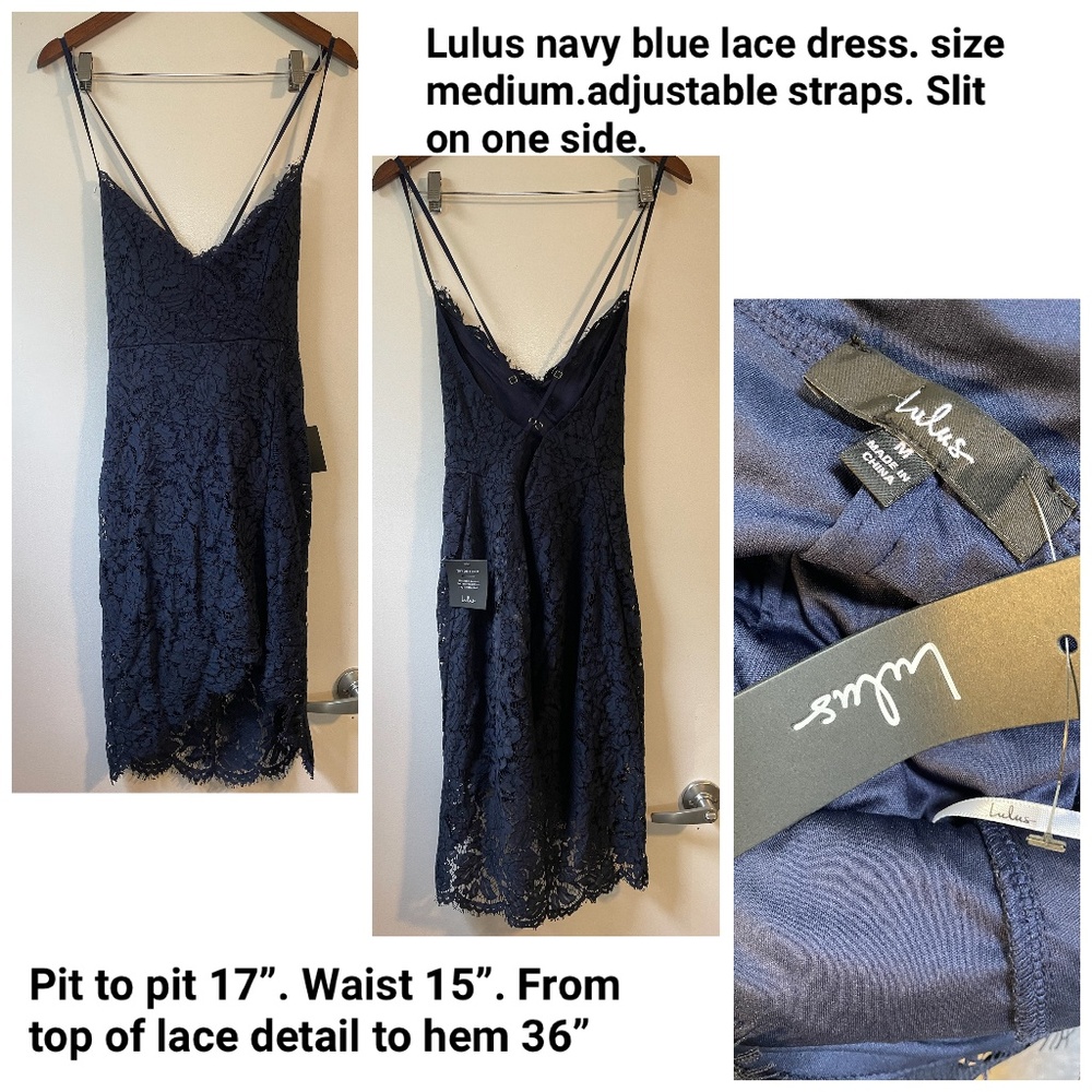 Lulus navy blue lace dress. Size medium